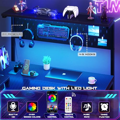 43 Inch L Shaped Computer Desk with Power Outlets A5581