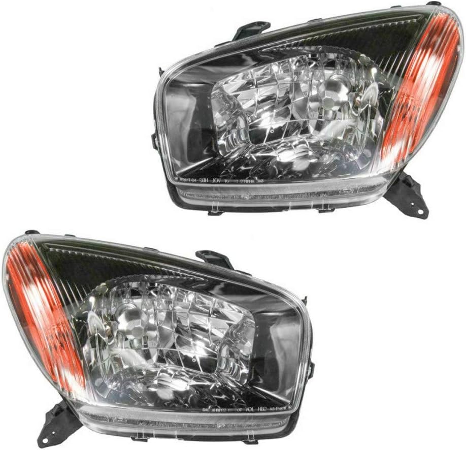 Black Bezel Headlight Assembly Pair for Toyota RAV4 S4443