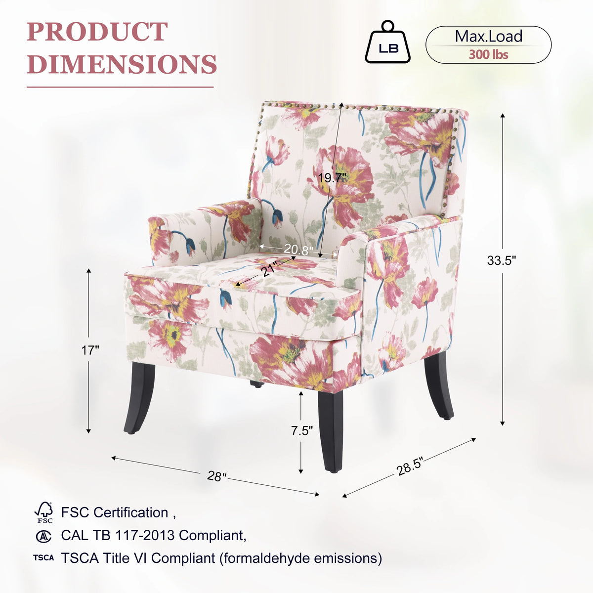 Set of 2 Upholstered Accent Chair with Wooden Legs F20465