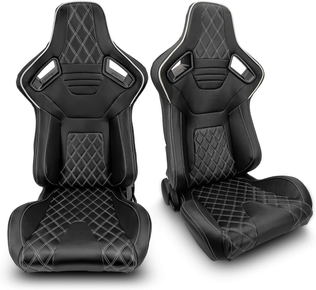 1 Pair Black PVC Racing Bucket Seats C93627