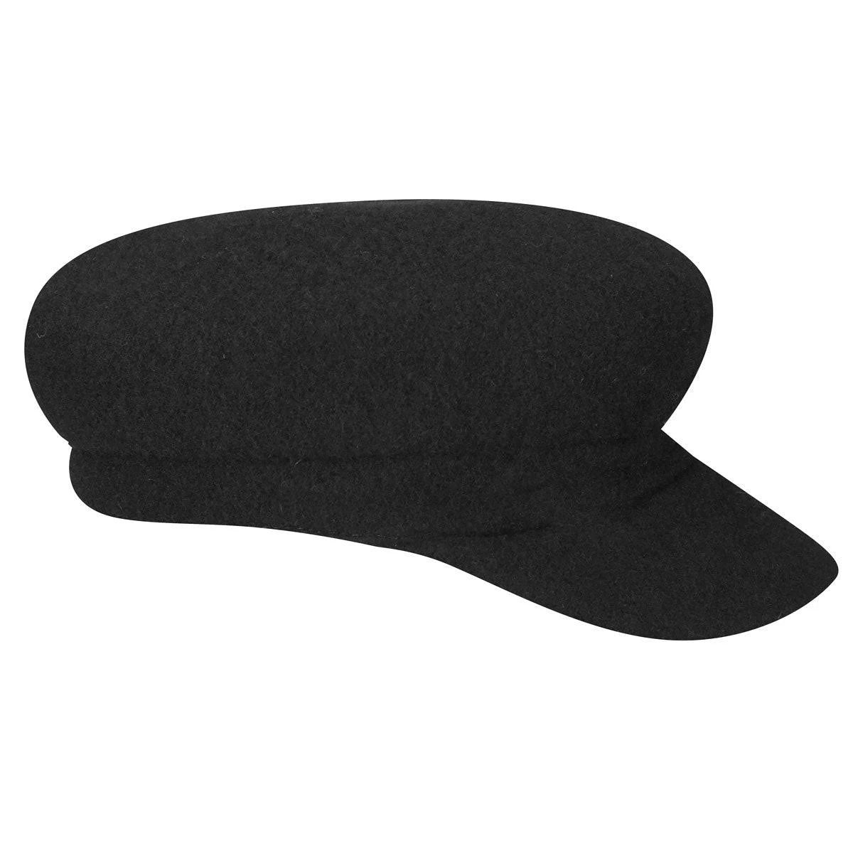 Black Wool Fiddler Cap D24161