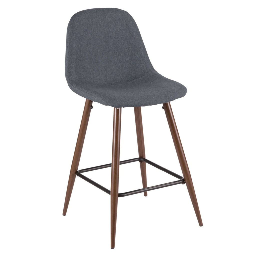Walnut Metal Charcoal Fabric Counter Stool Set of 2 L943