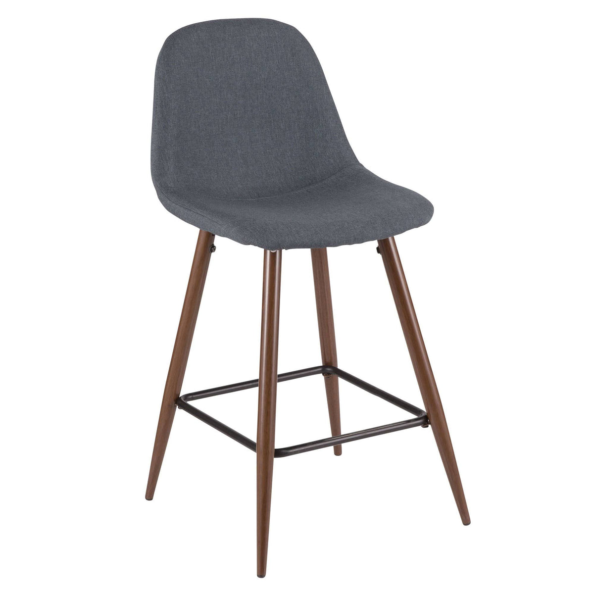 Walnut Metal Charcoal Fabric Counter Stool Set of 2 L943