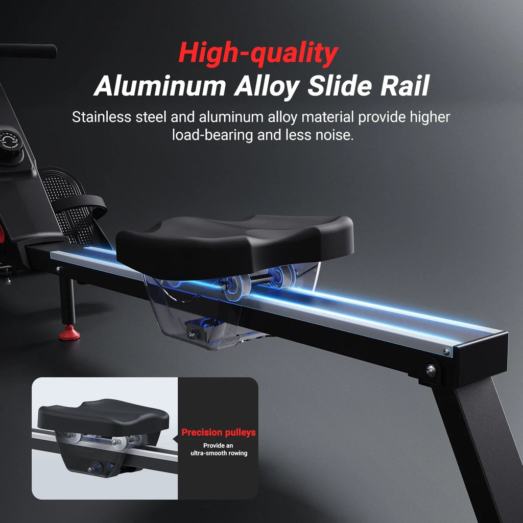 Magnetic Rowing Machine Quiet 16 Levels of Resistance Bluetooth Black Rower B50492