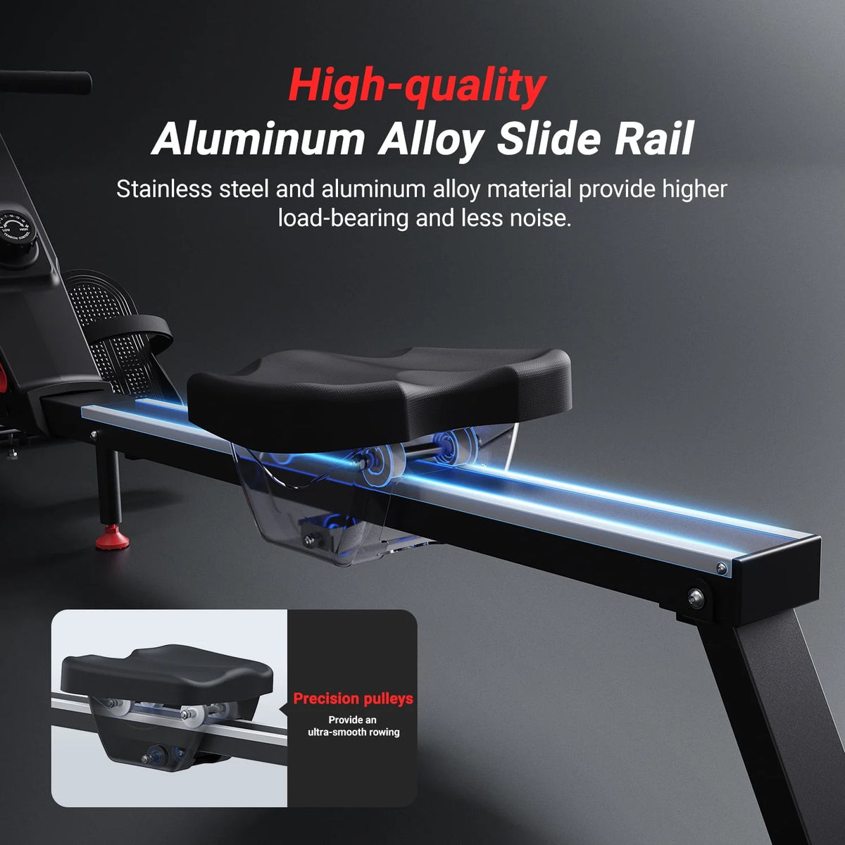 Magnetic Rowing Machine Quiet 16 Levels of Resistance Bluetooth Black Rower B50492