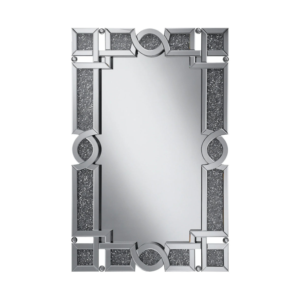 Silver Wall Mirror with Iridescent Panels and Beads R465198