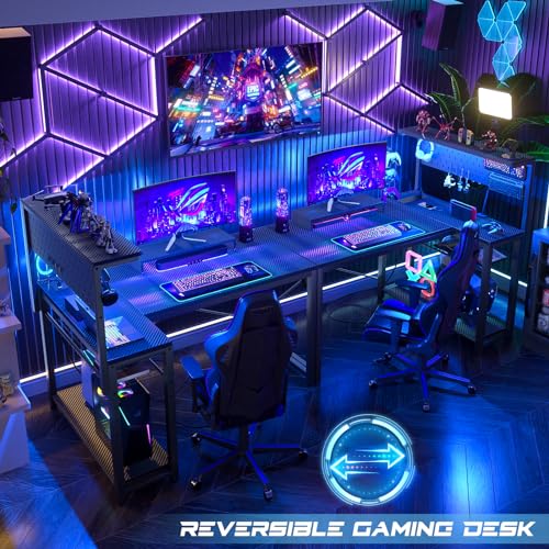 43 Inch L Shaped Computer Desk with Power Outlets A5581