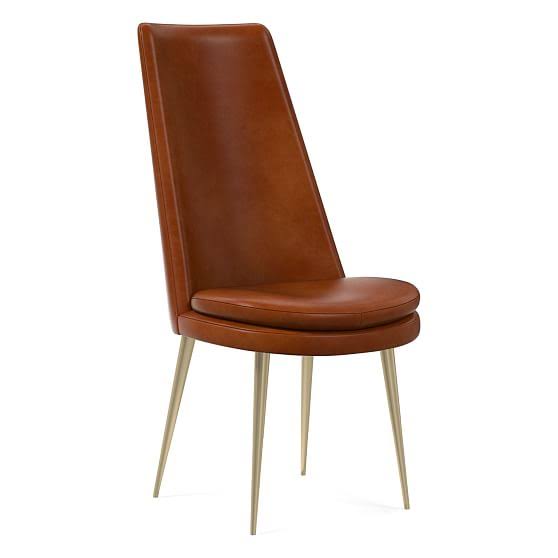 Saddle Leather High Back Dining Chair F421741