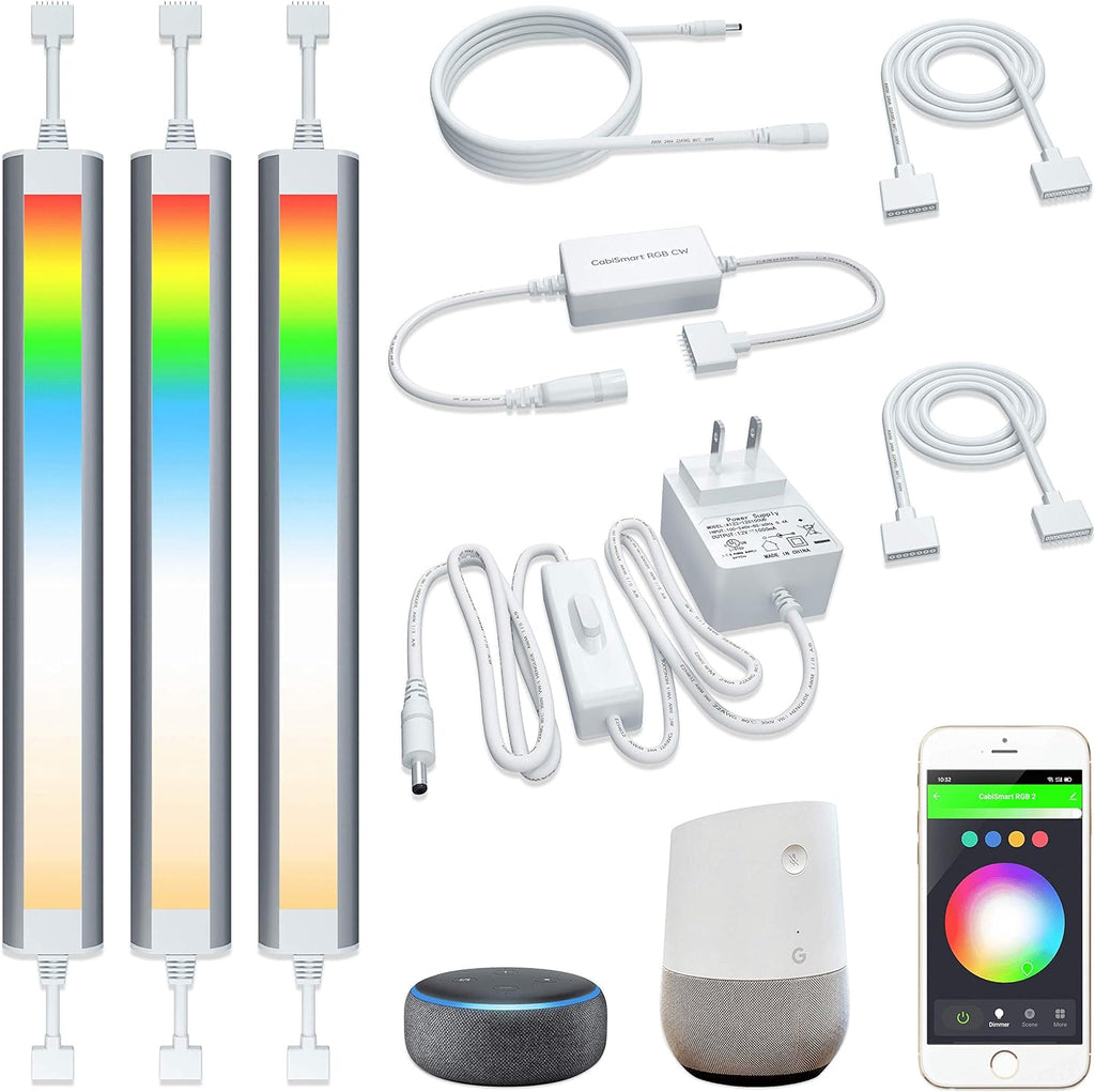 Under Cabinet Lighting Strip Lights White and Multi Color Dimmable 3 Lights Bar kit Pack of 2 G209386