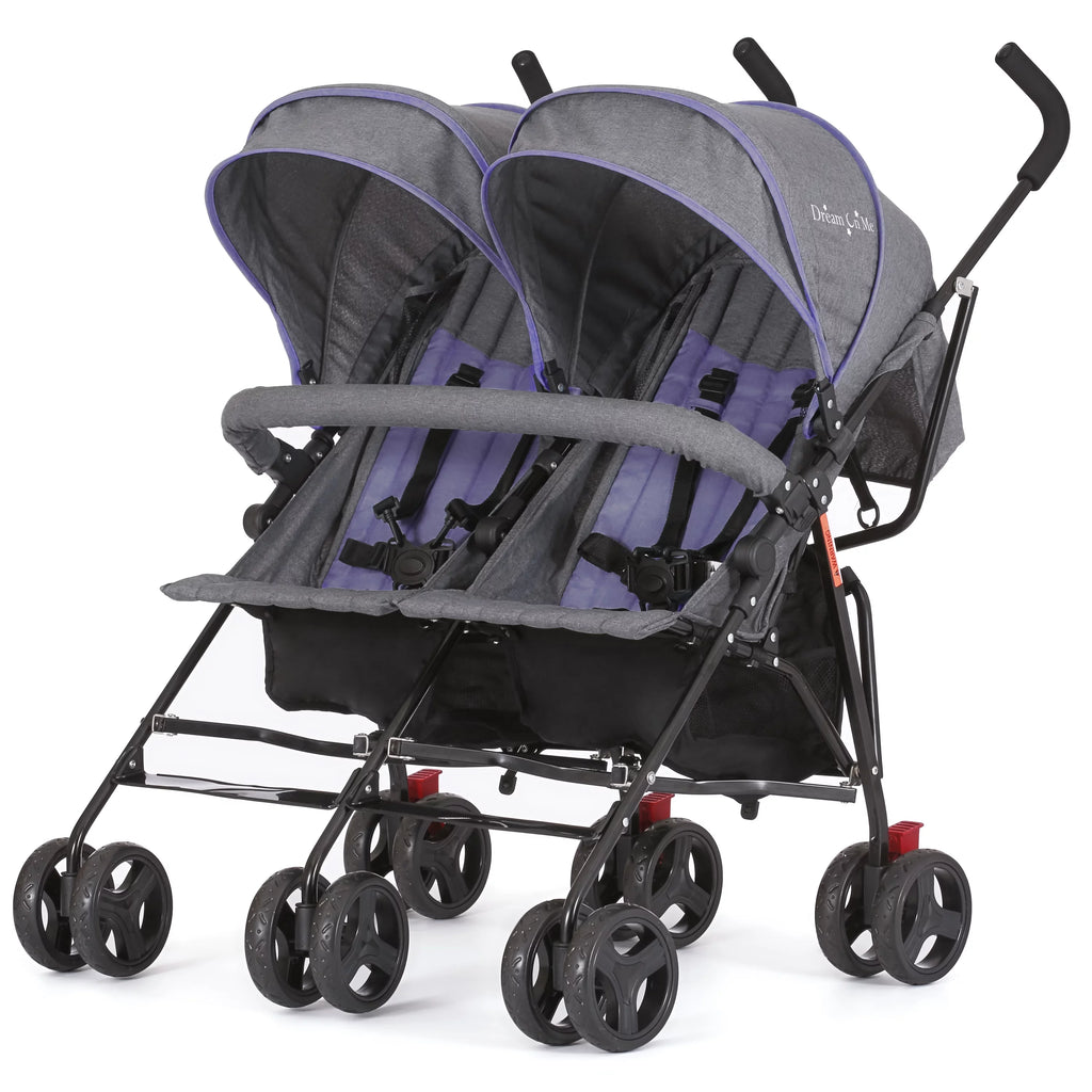 Lightweight Compact Double Umbrella Stroller with Storage Basket and Adjustable Canopy W5509
