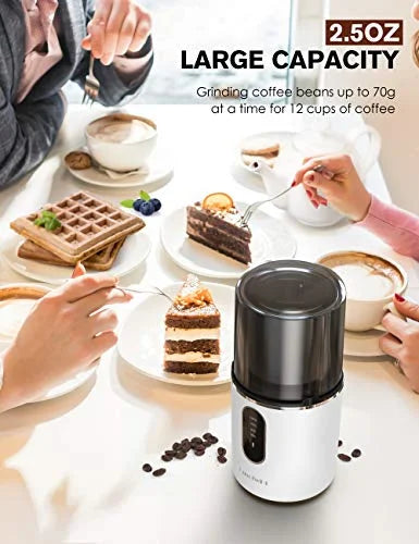 Cordless Electric Coffee Grinder with Stainless Steel Blade and Removable Bowl T826