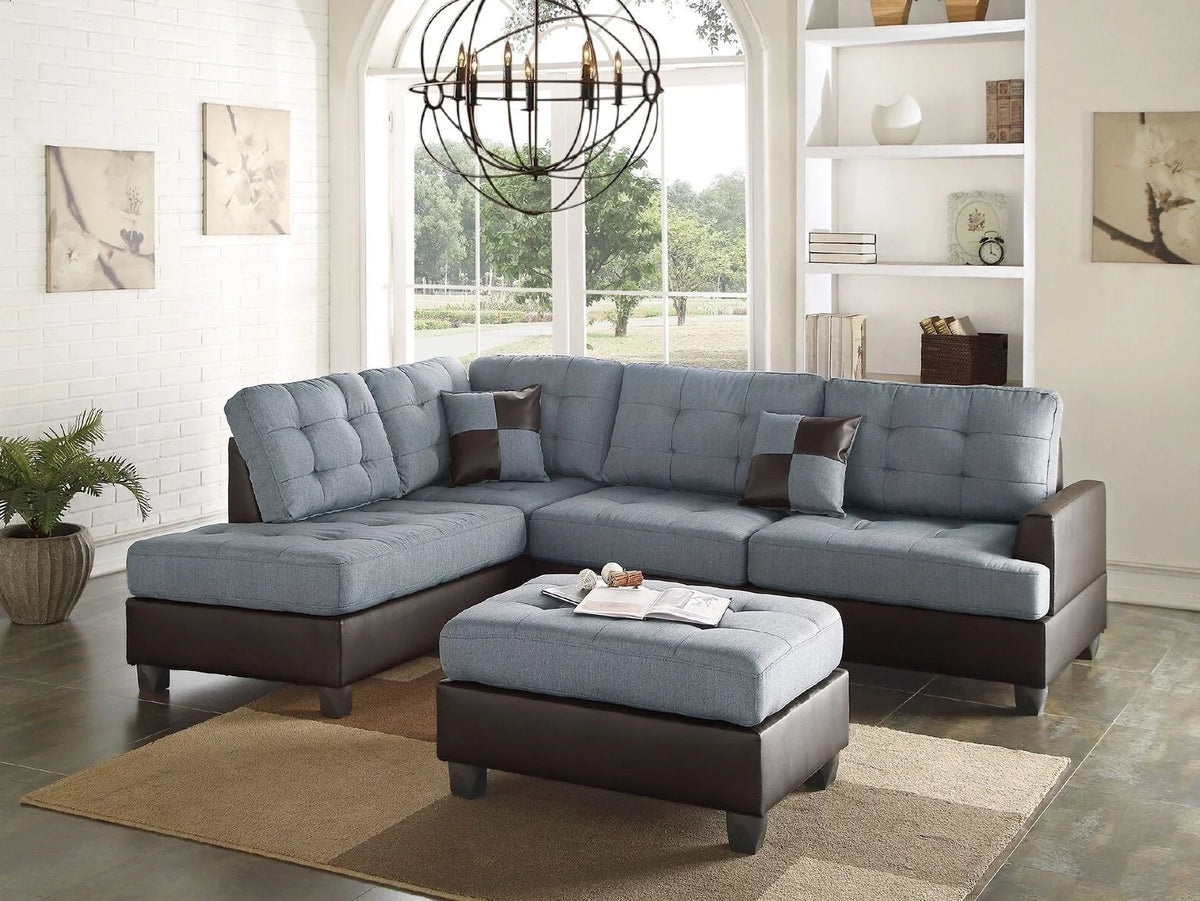 3pc Faux Leather Sectional Sofa Set H51237