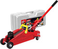 Hydraulic Trolley Floor Service Jack with Blow Mold Carrying Storage Case, 2.5 Ton Capacity, Red, Pack of 2 V713644