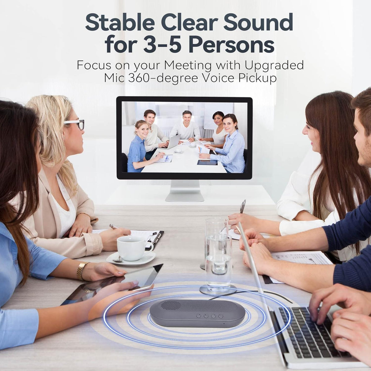 USB Speakerphone, 360° Omnidirectional Microphone Conference Speaker with Noise Reduction C59867