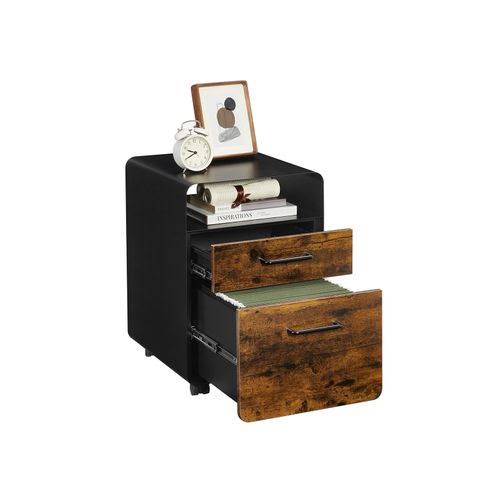 Black Rustic Brown File Cabinet with 2 Drawers P34201