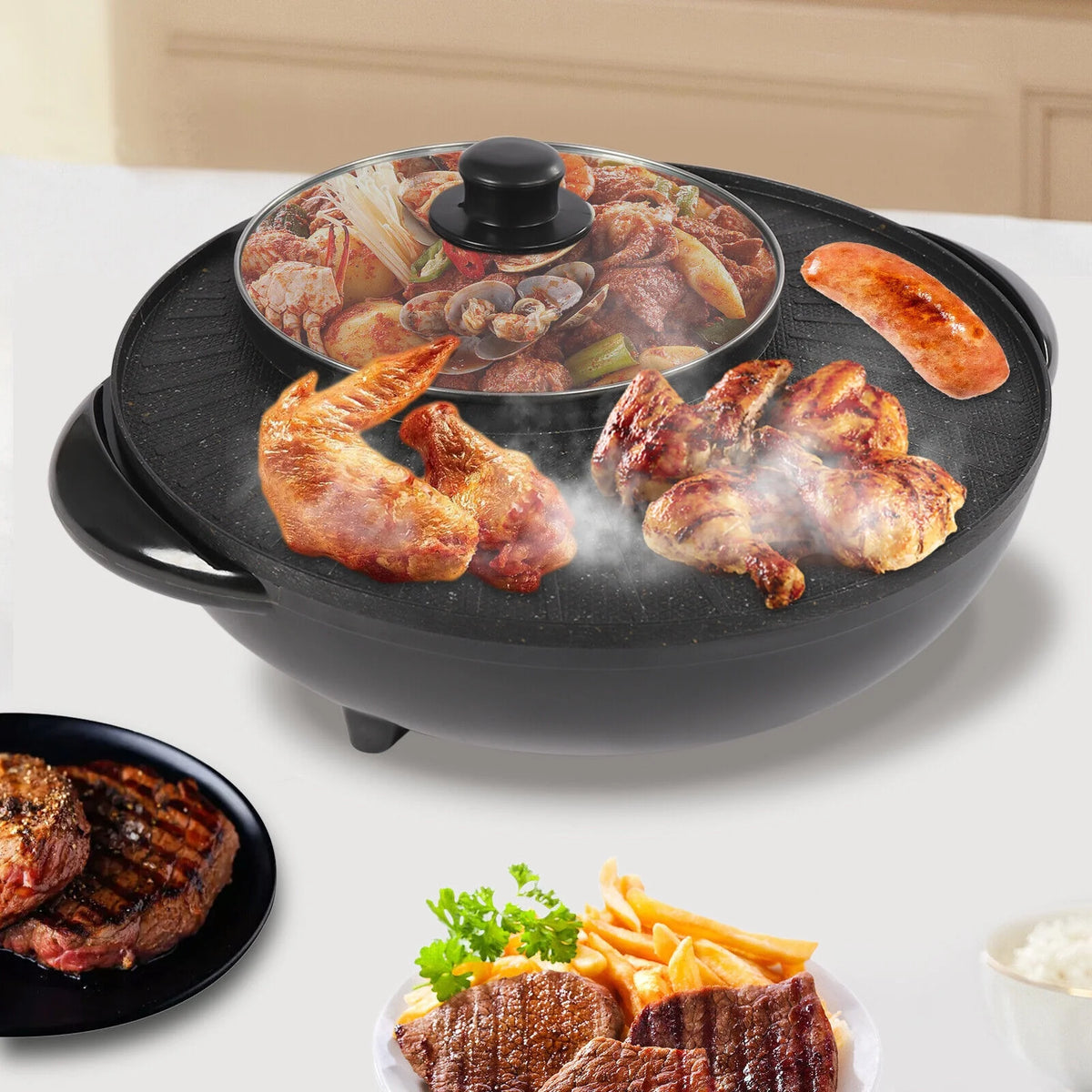 Portable Circular Hotpot Grill Combo Nonstick E1257