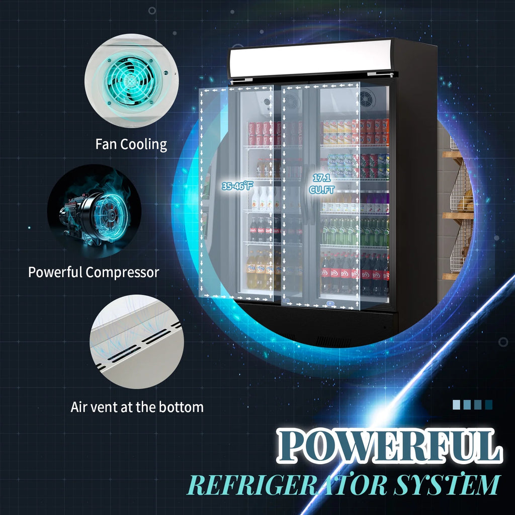 38'' Commercial Beverage Display Refrigerator with 2 Glass Doors Y2812