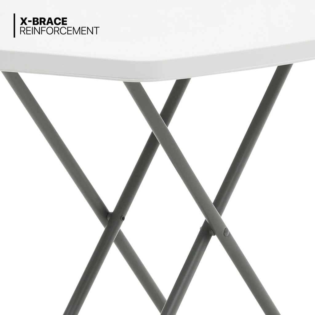 White Foldable TV Tray Table with Metal Frame G916