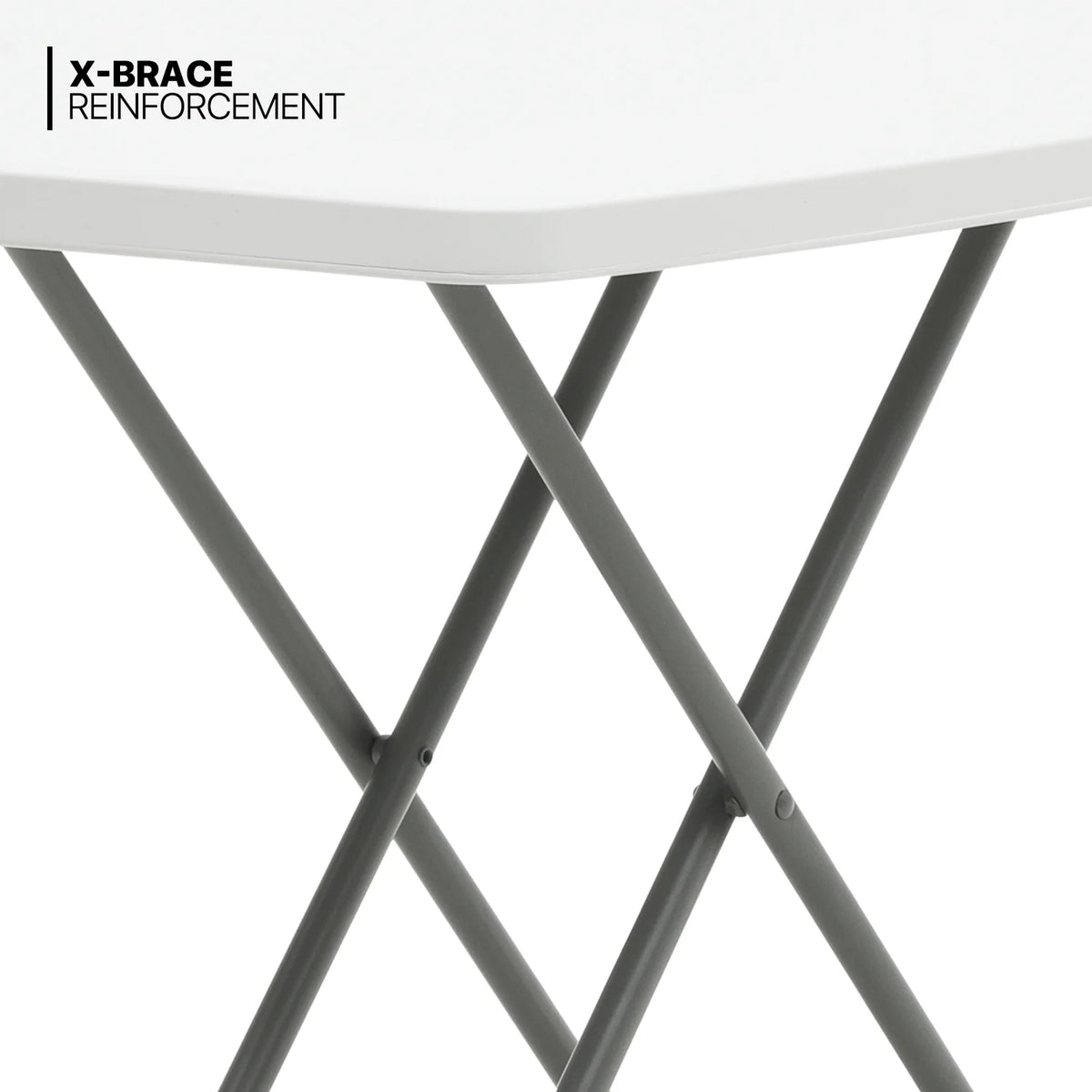 White Foldable TV Tray Table with Metal Frame G916
