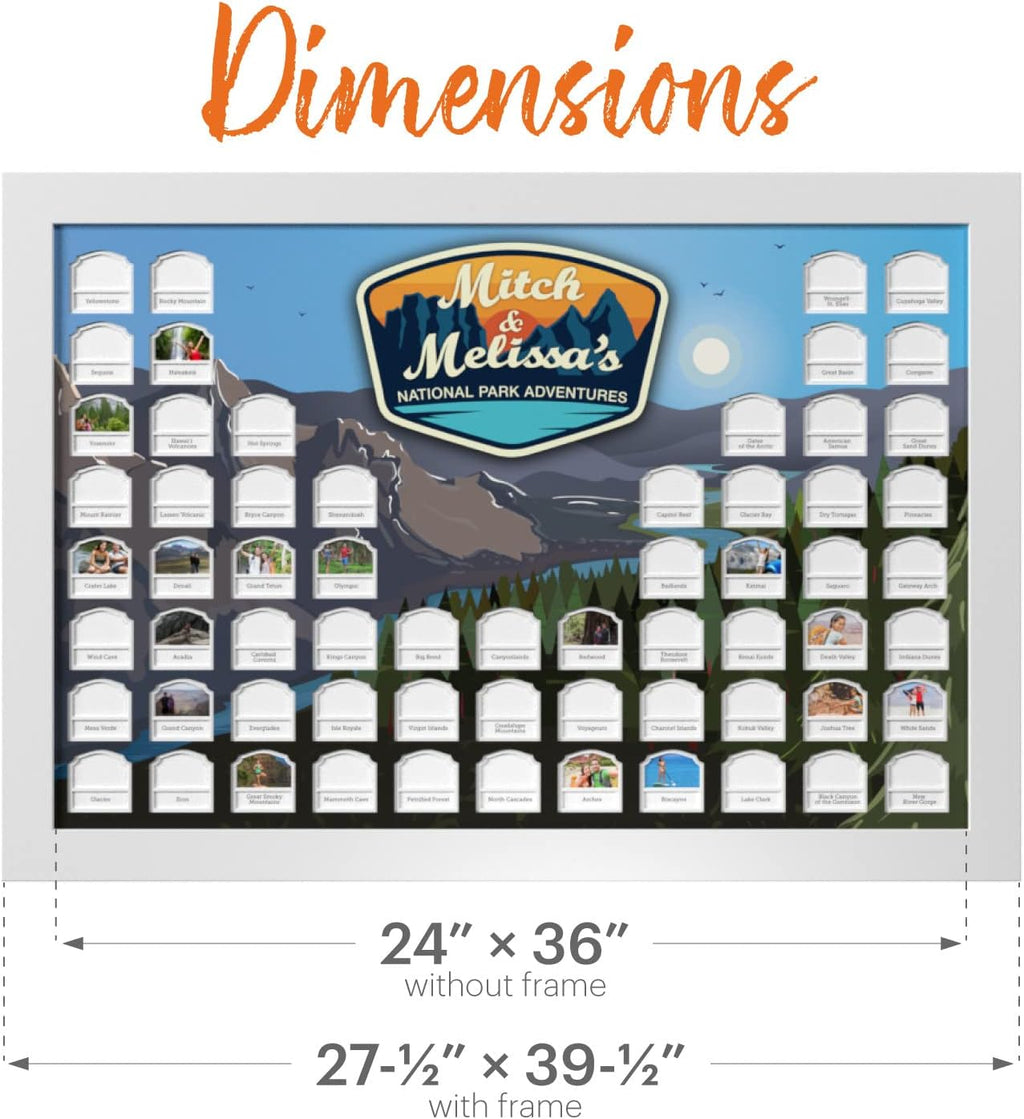 Personalized USA National Parks Photo Map (White Frame) J359