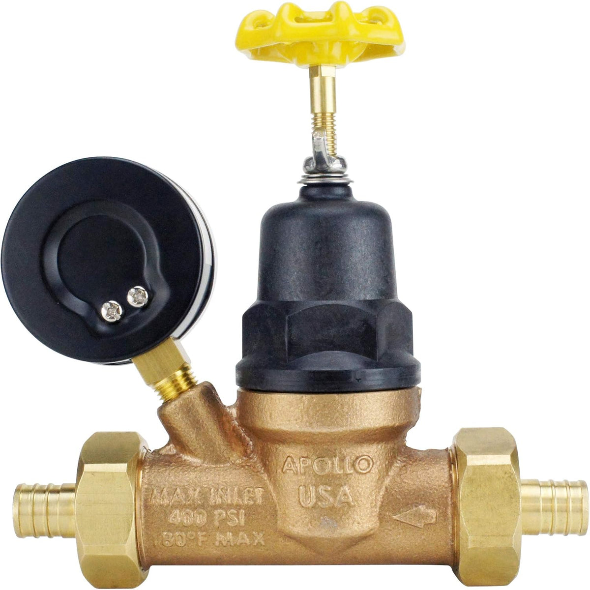 Water Pressure Regulator with Gauge, Bronze, Pack of 2 A942410