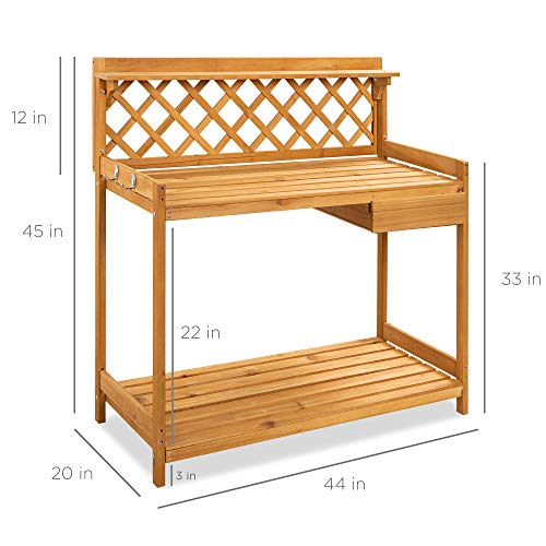 Wooden Potting Bench with Cabinet Drawer A1304