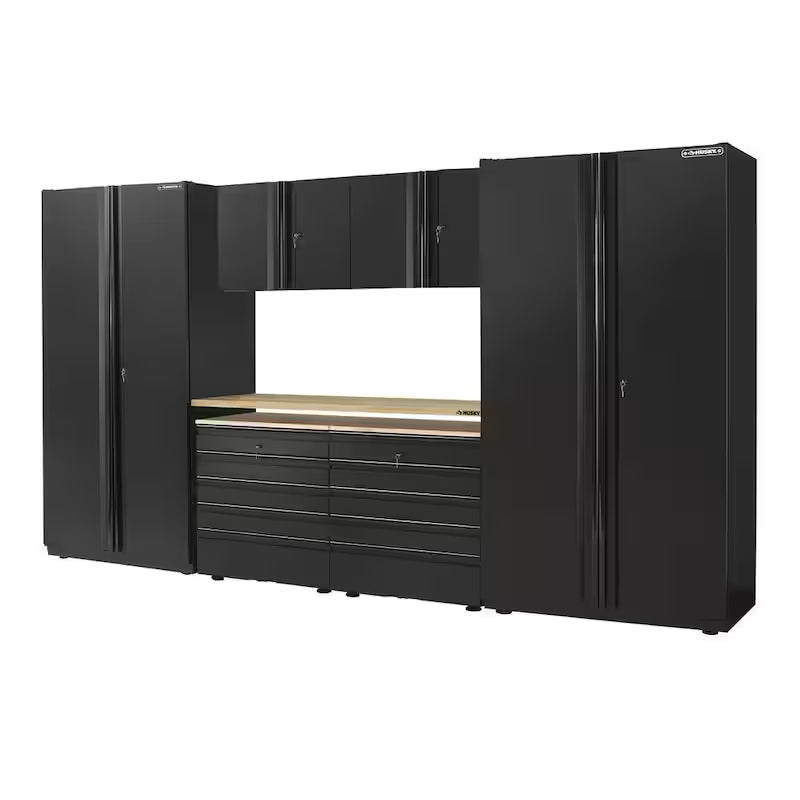 7 Piece Heavy Duty Welded Steel Garage Storage System in Black C221353