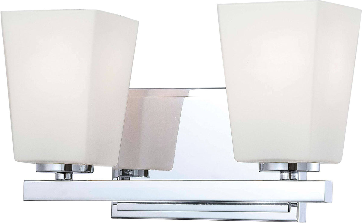 2 Light Bath Chrome Etched Opal Glass J871
