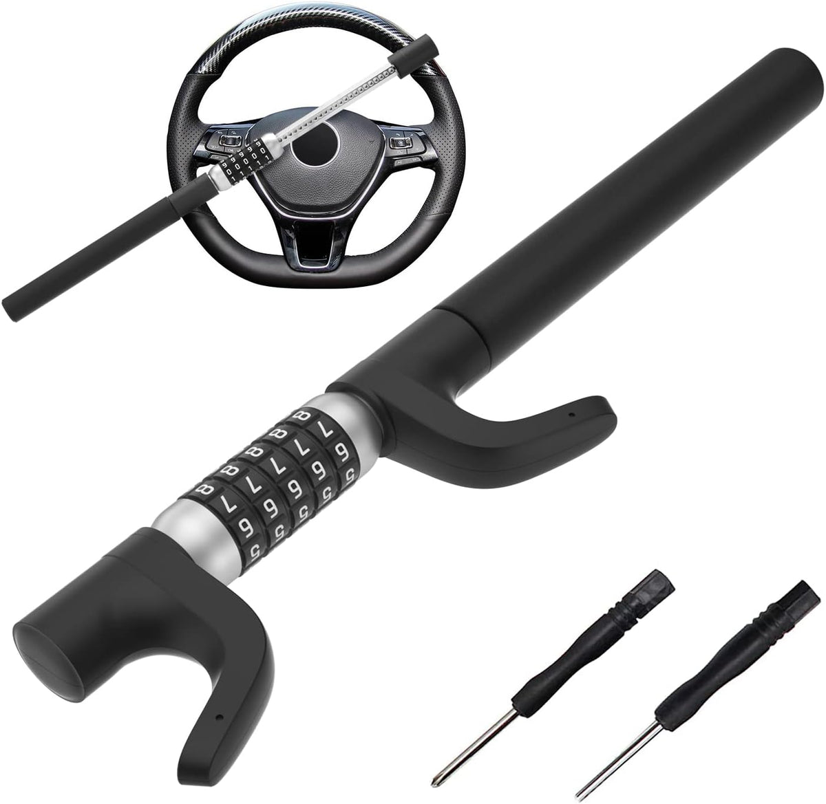 Black Double Hook Steering Wheel Lock A4697