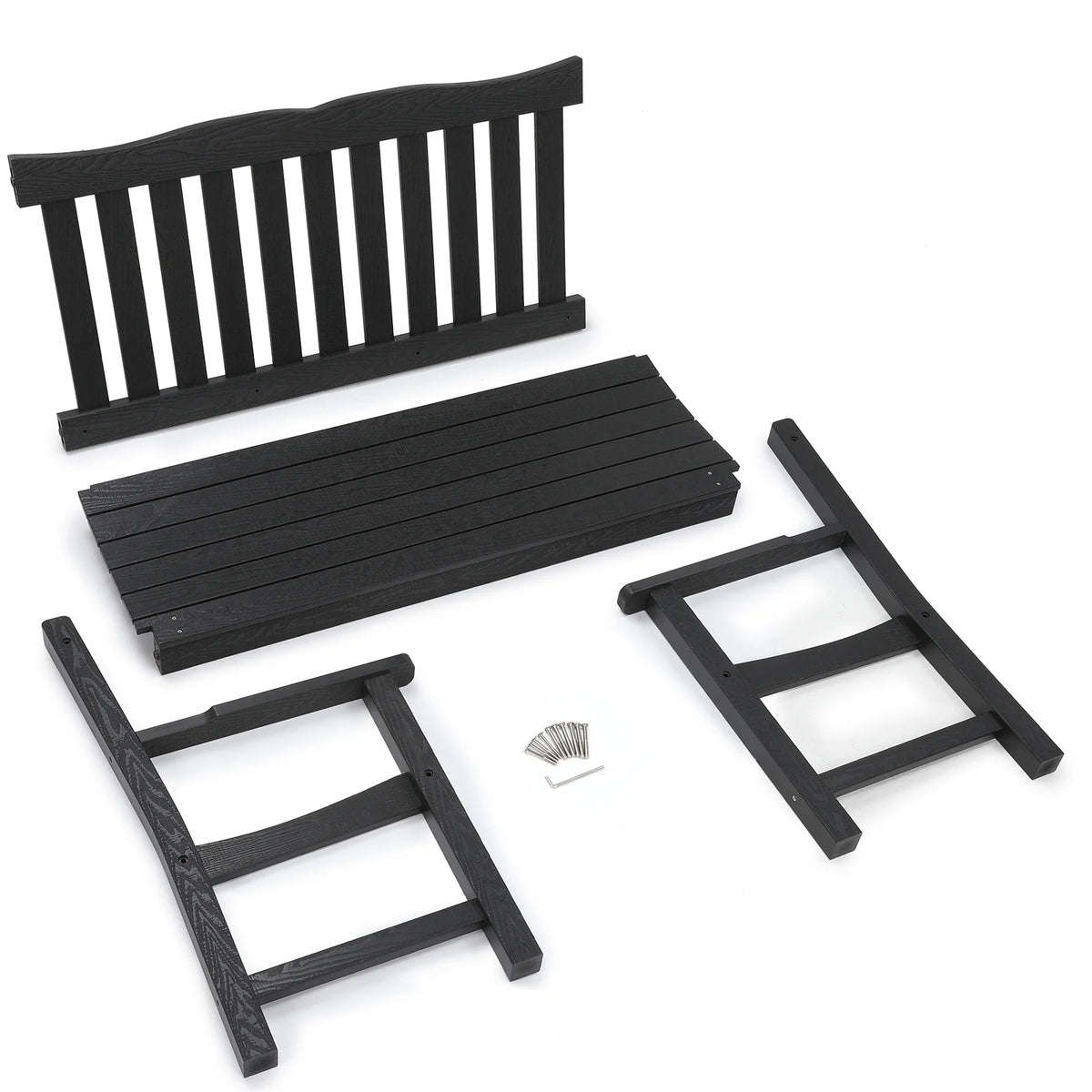 Black Two Person Outdoor Garden Bench with Armrest P4542