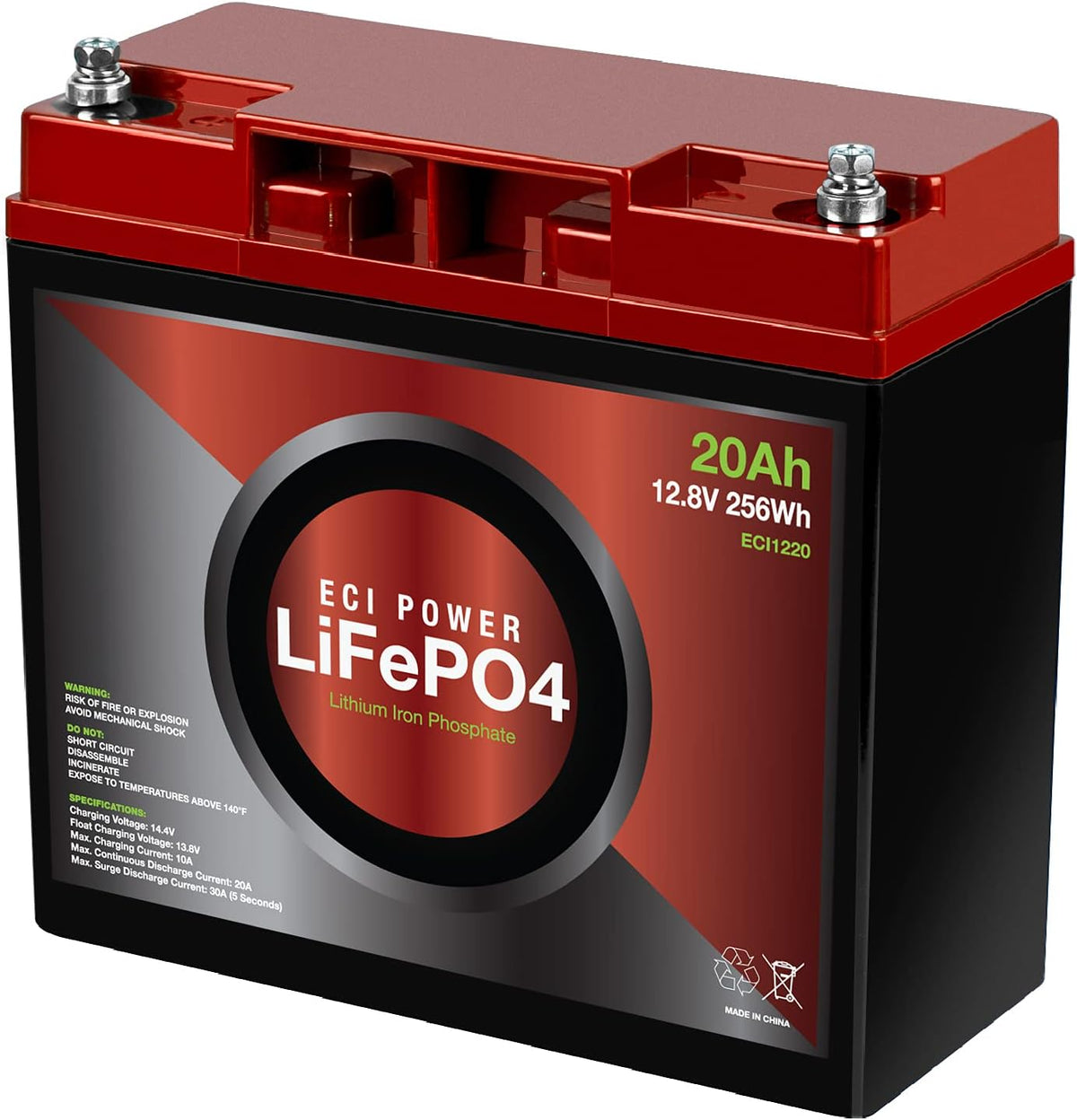 12V 20Ah Lithium LiFePO4 Deep Cycle Rechargeable Battery J76731