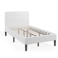 Twin Upholstered Bed Frame Button Tufted Headboard Beige X364043