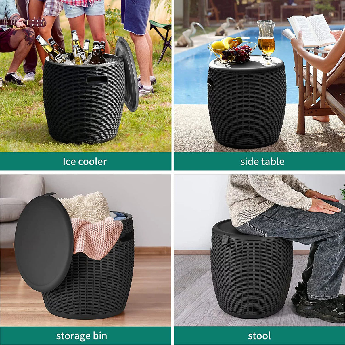 Ice Cooler & Side Table with 9.8 Gallon Ice Bucket C243