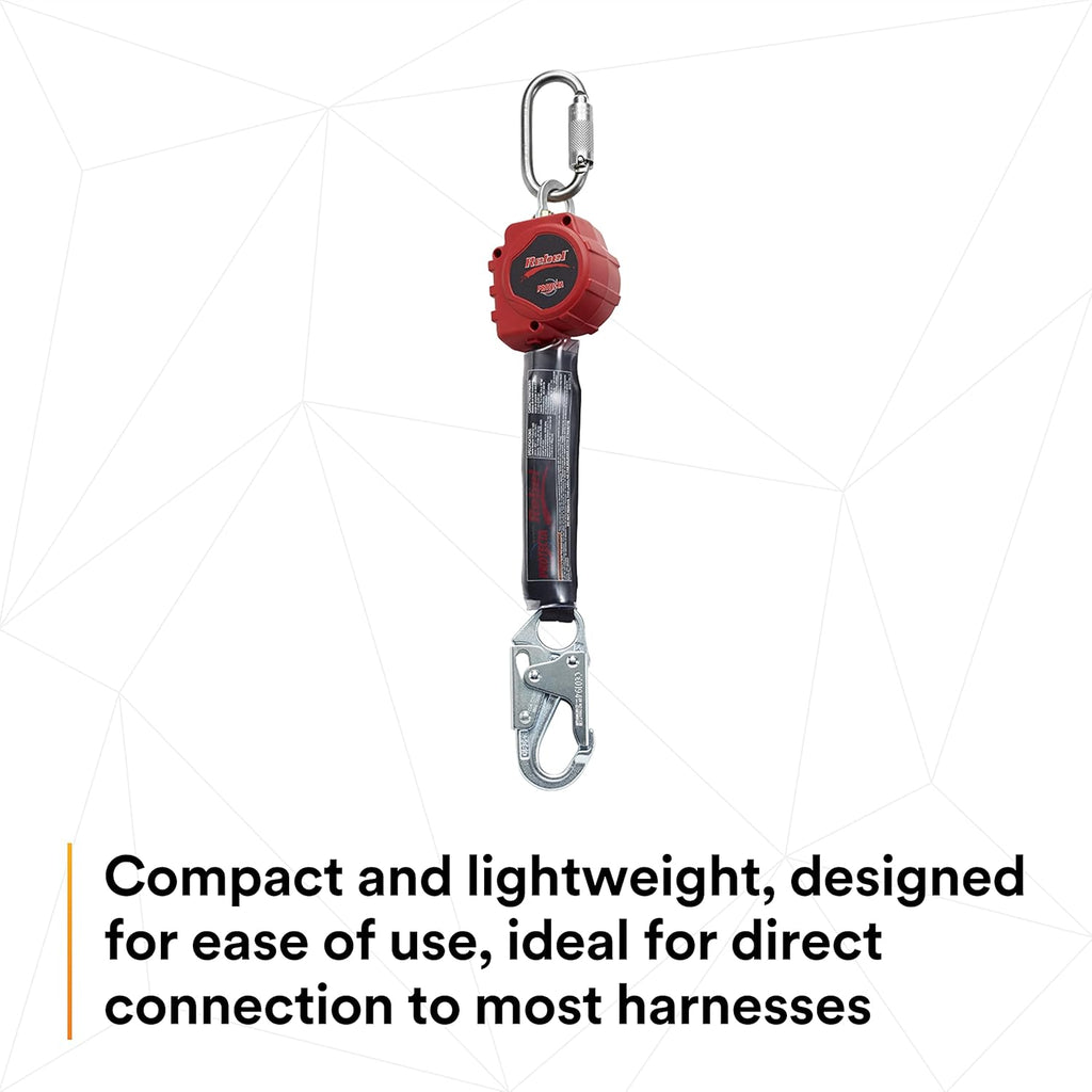 Self Retracting Lifeline Web, Steel Snap Hook and Carabiner, Black/Red M91048
