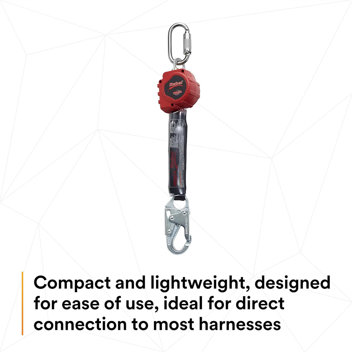 Self Retracting Lifeline Web, Steel Snap Hook and Carabiner, Black/Red M91048