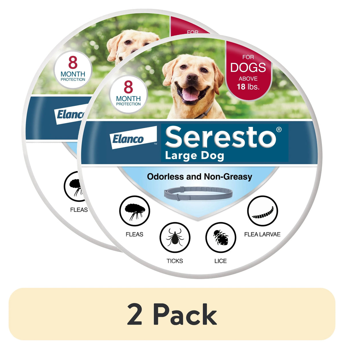 (2 pack) 8-Month Flea & Tick Prevention Collar for Large Dog J3629