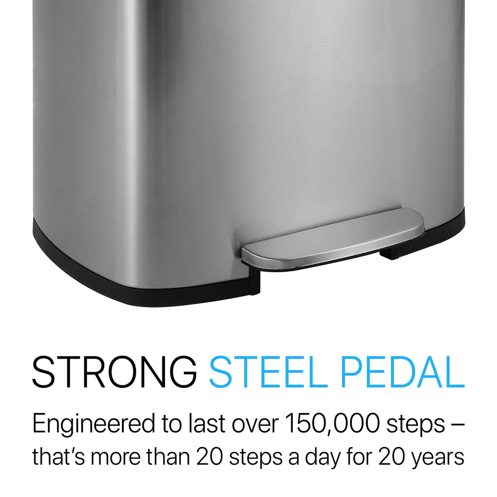 13-Gallon Stainless Steel Trash Can with Soft-Close Lid I160360