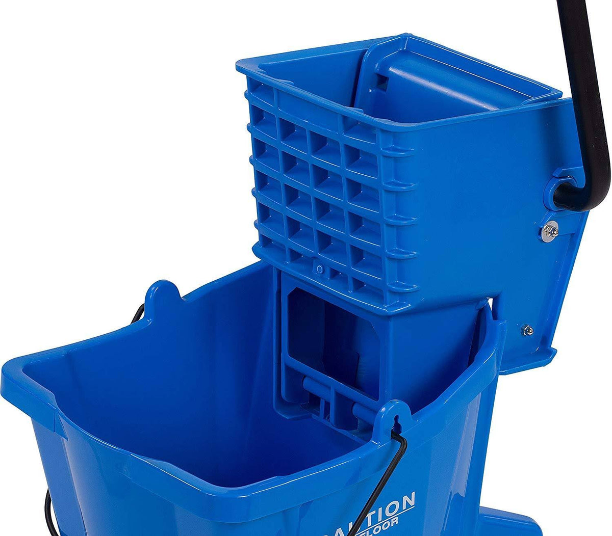Blue 26 Quart Commercial Mop Bucket with Side Press Wringer J352
