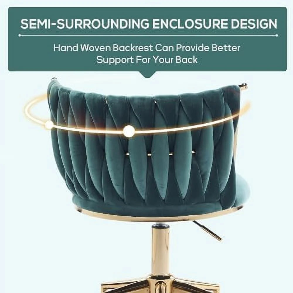 Velvet Office Desk Chair with Woven Backrest M557551
