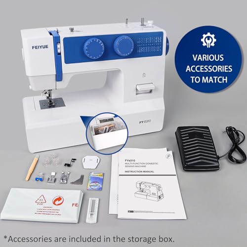 Full Size Sewing Machine with Foot Pedal, Heavy Duty, Portable, Servo Motor, 25 Built-in Stitches, 6 Bobbins, 5 Sewing Feet R961003