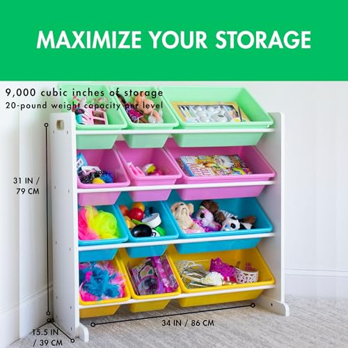 Grey/White 12 Plastic Bin Toy Storage Organizer Q8337