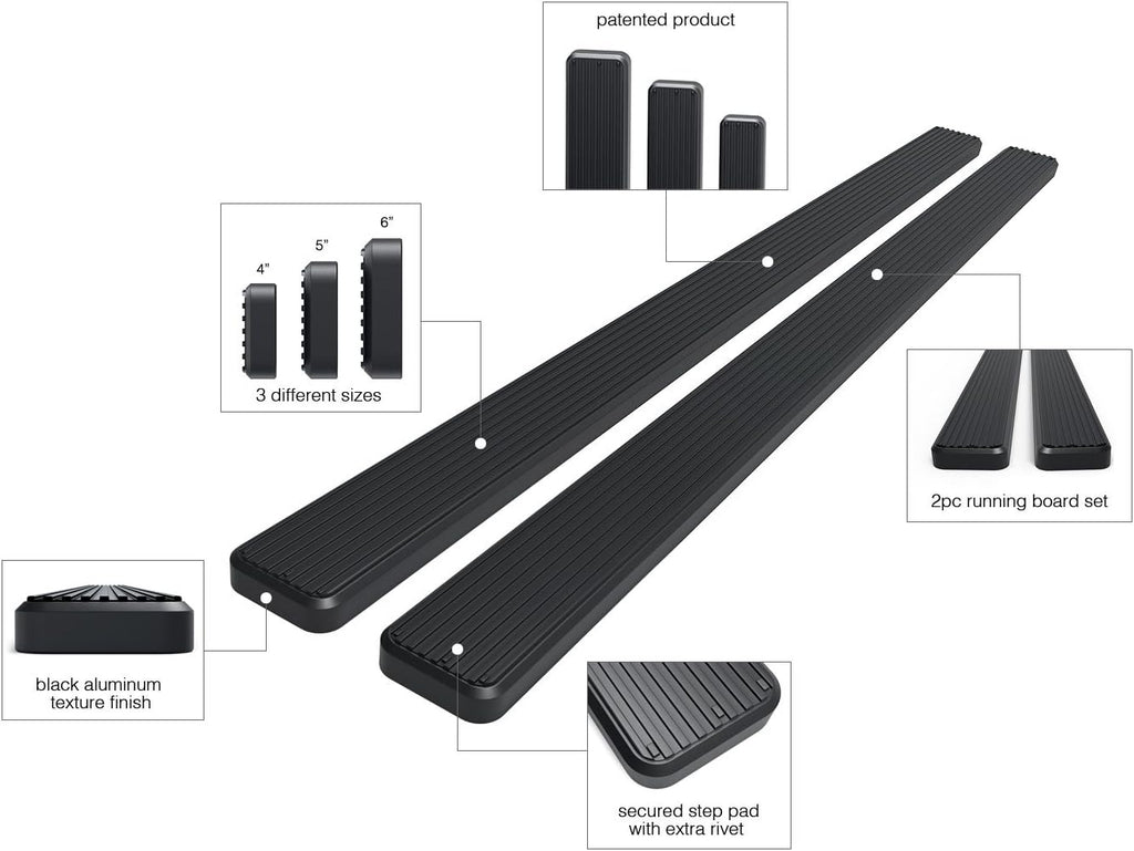 Black 4 Running Board Side Step L991