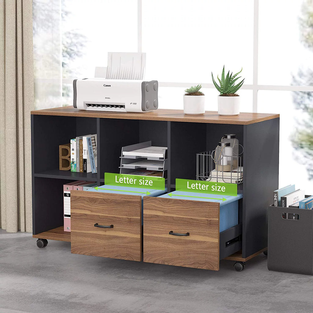 L-Shaped Computer Desk with File Cabinet and Storage Shelves H666384
