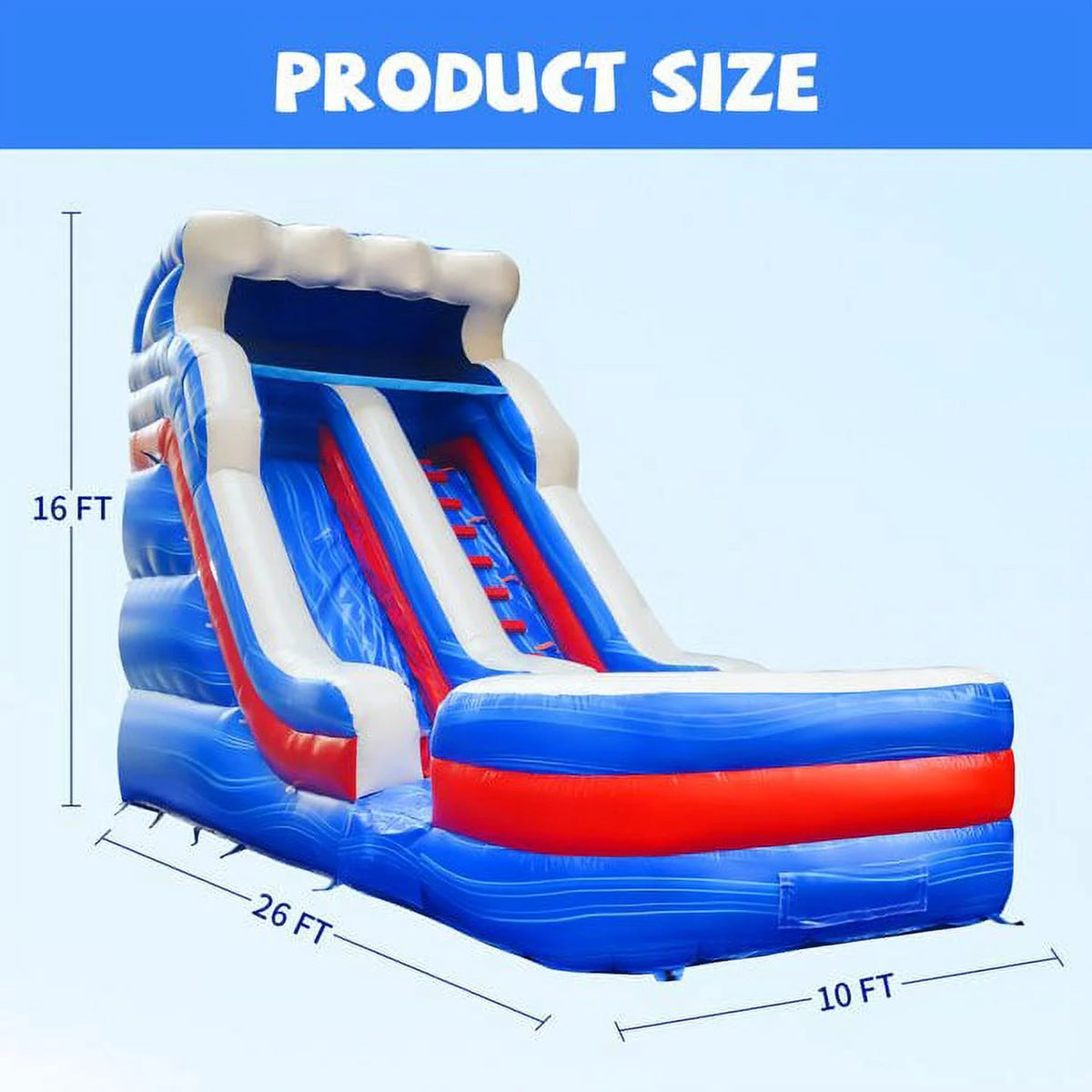 16 ft x 26 ft Inflatable Water Slide with Blower and Splash Pool Q135964