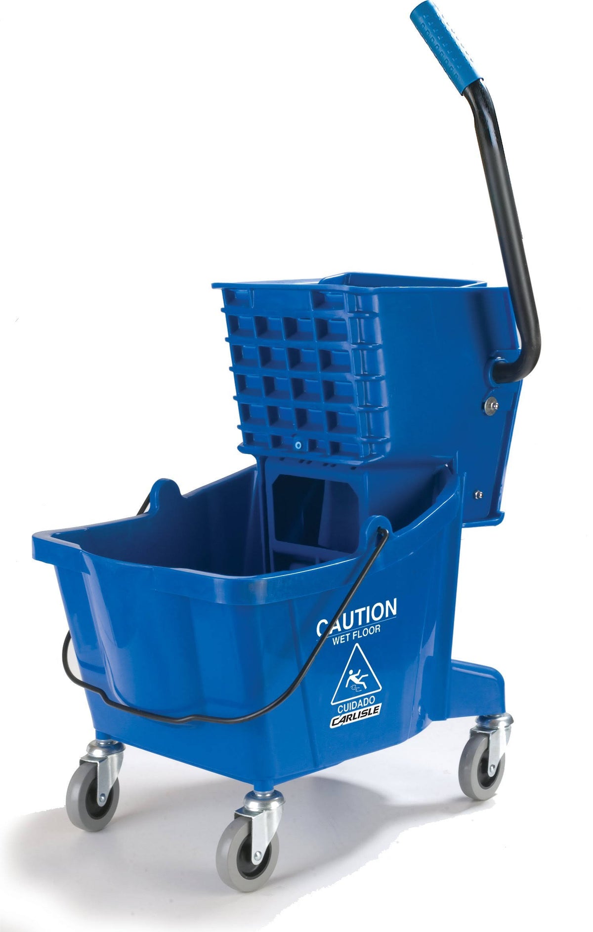 Blue 26 Quart Commercial Mop Bucket with Side Press Wringer J352