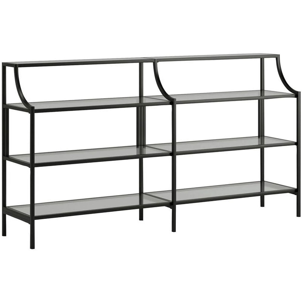 Black 3 Shelf Metal Framed Glass Console Table O711299