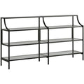 Black 3 Shelf Metal Framed Glass Console Table O711299