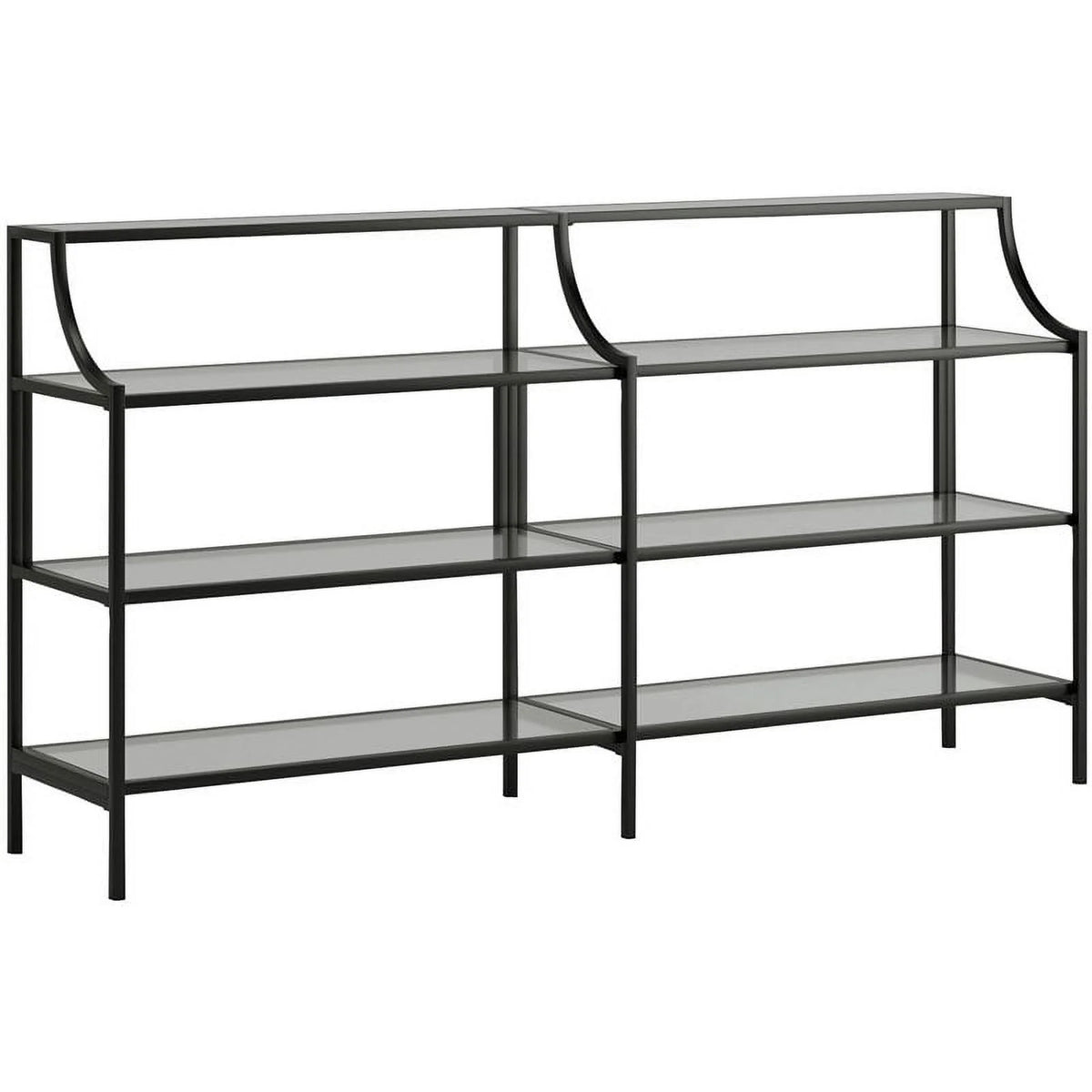 Black 3 Shelf Metal Framed Glass Console Table O711299