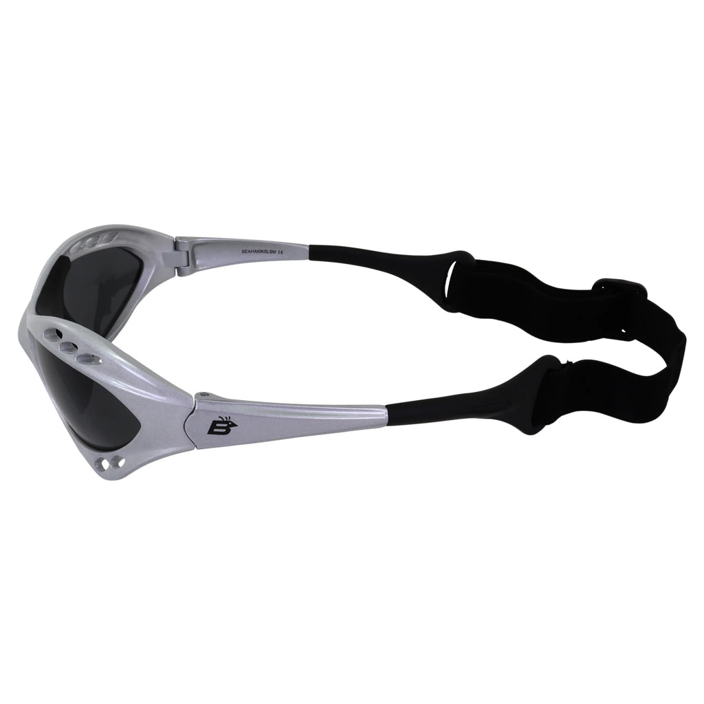 2 Pairs Padded Polarized Sunglasses w/Strap Silver w/Smoke Lens Black w/Pink Mirror Lens X918761