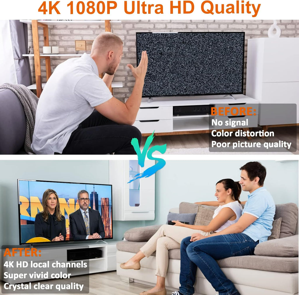 Indoor Amplified HDTV Antenna 300 Miles with 13.4ft Coax Cable F308